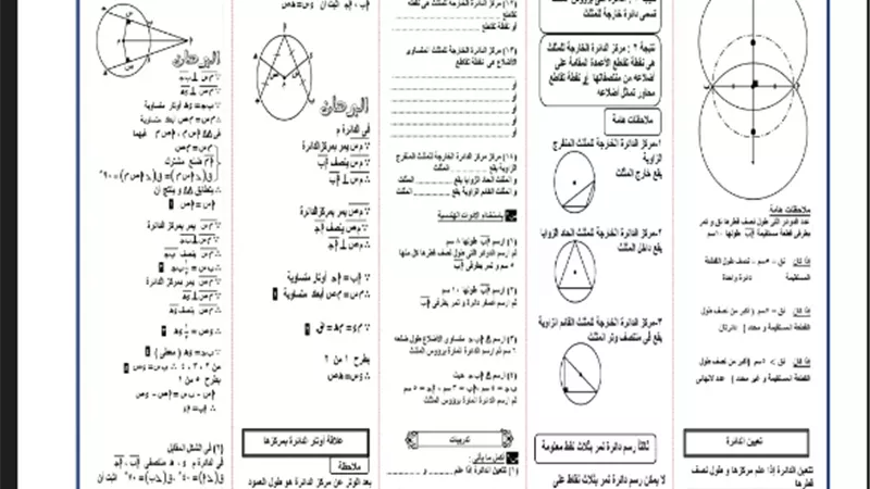 أهم مسائل الرياضيات للشهادة الاعدادية