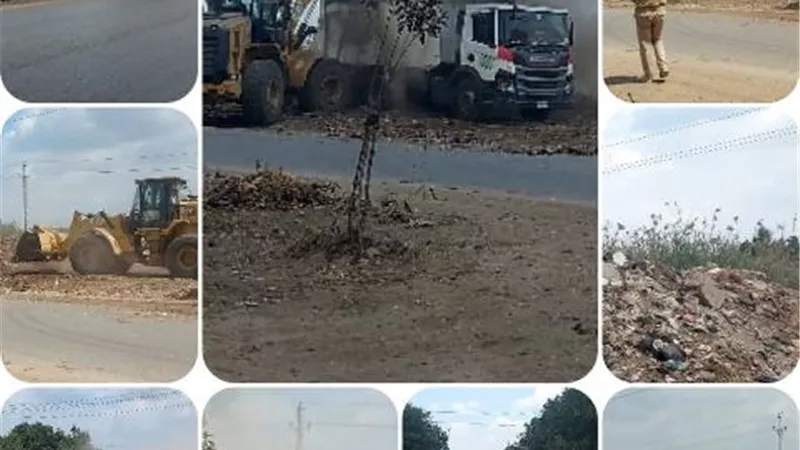 شاكر يتابع أعمال وحدة التدخل السريع لرفع المخلفات بطريق ههيا