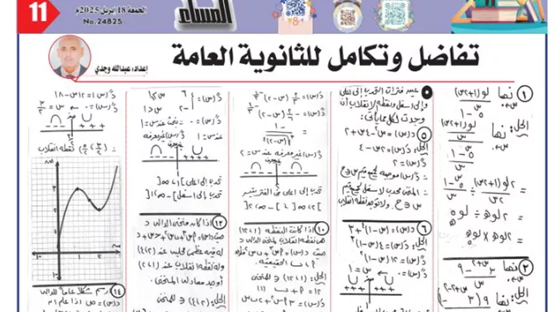 15 سؤال في التفاضل والتكامل للثانوية العامة 2025