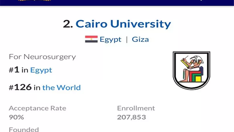 طب قصر العيني تحتل المركز الثاني إفريقيًا وفق تصنيف EduRank