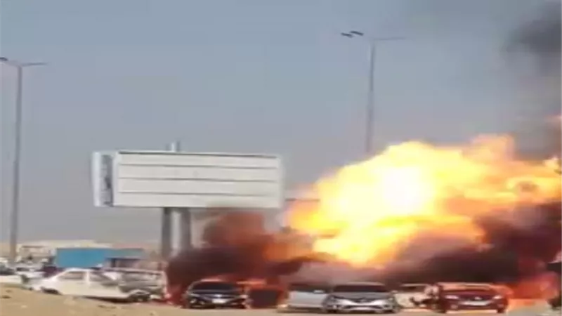 انفجار خط غاز رئيسي بطريق الواحات في أكتوبر