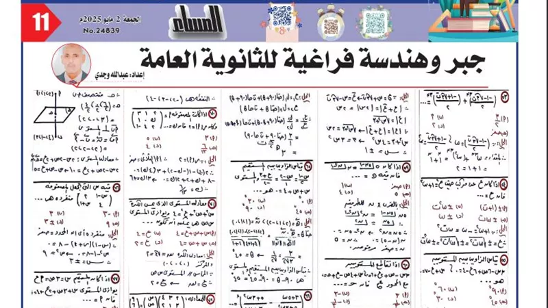 روشتة التفوق في جبر وهندسة فراغية لـ الثانوية العامة 2025