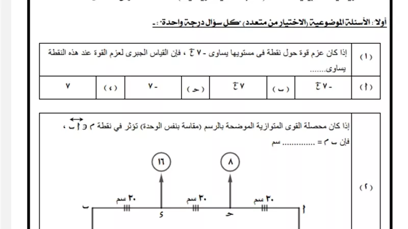النموذج الاسترشادي الأول في الرياضيات التطبيقية للثانوية العامة