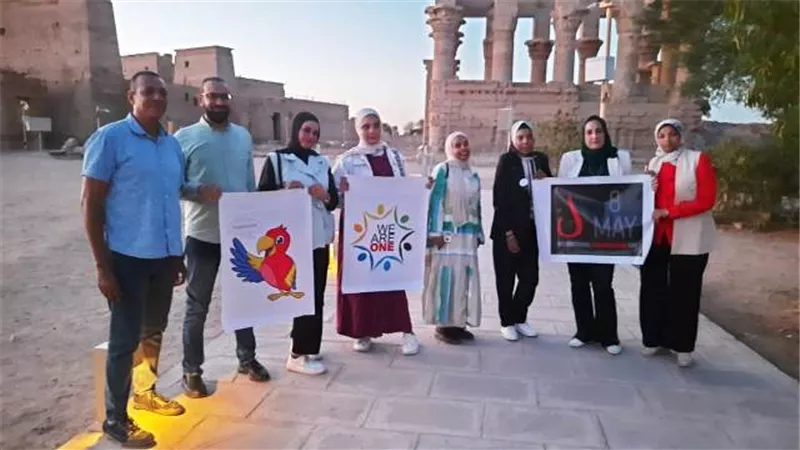المشاركة فى اليوم العالمى لأنيميا البحر المتوسط بإضاءة معبد فيله