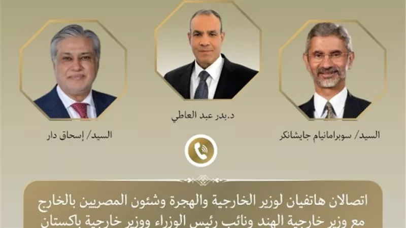 وزير الخارجية يؤكد لنظيريه الهندي والباكستاني دعم مصر الكامل لقرار وقف إطلاق النار