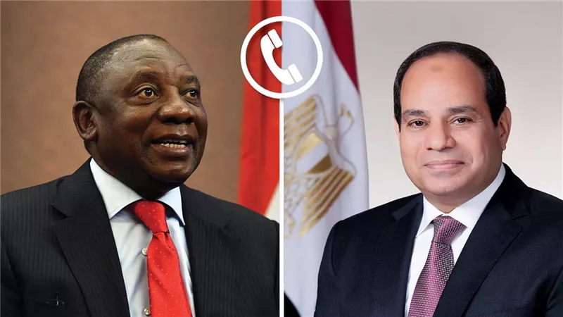 الرئيس السيسي يتلقى اتصالًا هاتفيًا من سيريل رامافوزا رئيس جنوب إفريقيا