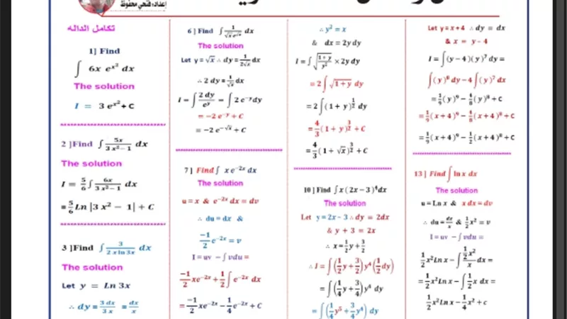 مراجعة تفاضل وتكامل لغات للثانوية العامة