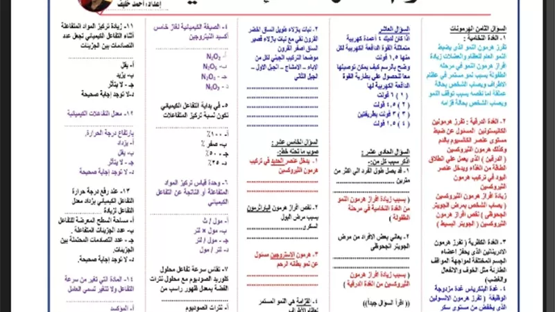 مراجعة علوم للشهادة الاعدادية