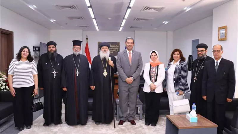 محافظ دمياط يستقبل الأنباماركوس ووفد الكنيسة للتهنئة بعيد الأضحى