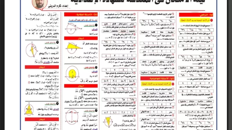 مراجعة شاملة في الهندسة للشهادة الاعدادية