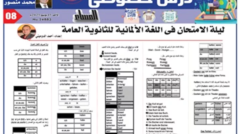 مراجعة ليلة الامتحان في مادة اللغة الالمانية للثانوية العامة 2025