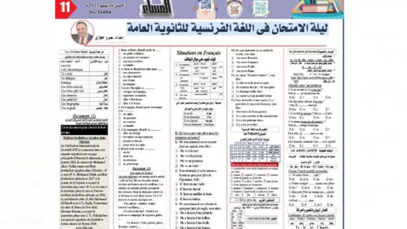 مراجعة ليلة الامتحان في اللغة الفرنسية للثانوية العامة 2025