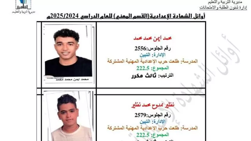 محافظ القاهرة: ١٣٢ طالباً وطالبة حصلوا على الدرجات النهائية في الإعدادية