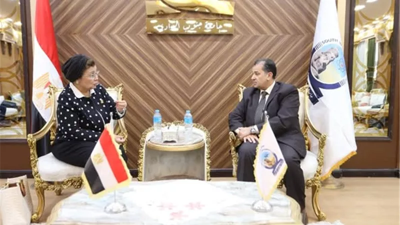 نائب وزير الصحة تبحث مع رئيس جامعة جنوب الوادي تعزيز التعاون