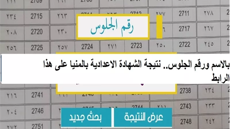 اعرف درجاتك الآن. نتيجة الشهادة الاعدادية بالمنيا على هذا الرابط