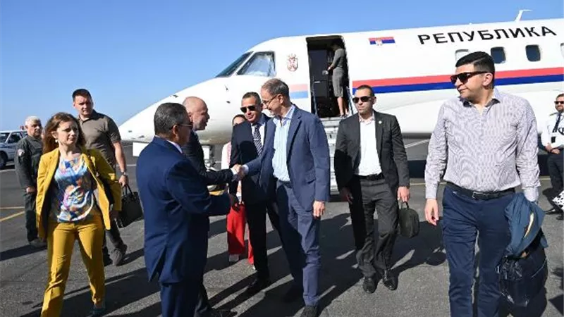 محافظ جنوب سيناء يستقبل رئيس وزراء صربيا بمطار شرم الشيخ.. صور