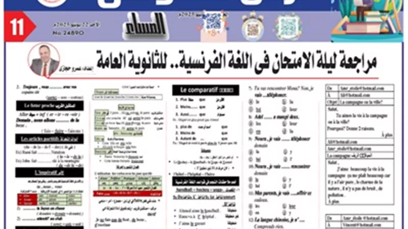 اعرف امتحانك..ليلة الامتحان في اللغة الفرنسية للثانوية العامة2025