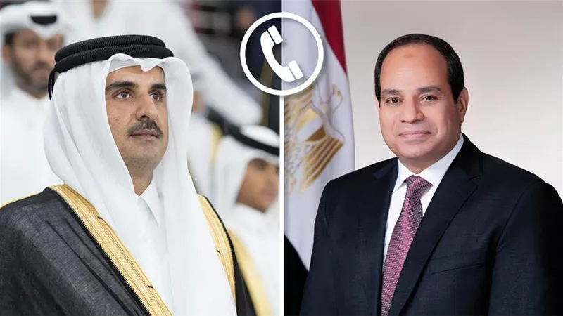 الرئيس السيسي يجري اتصالاً هاتفياً مع أمير دولة قطر