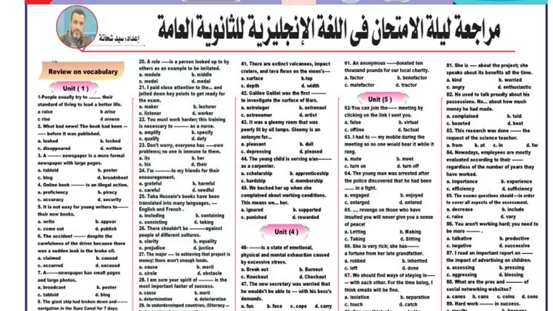 مراجعة ليلة امتحان نصف منهج اللغة الانجليزية لـ الثانوية العامة 2025