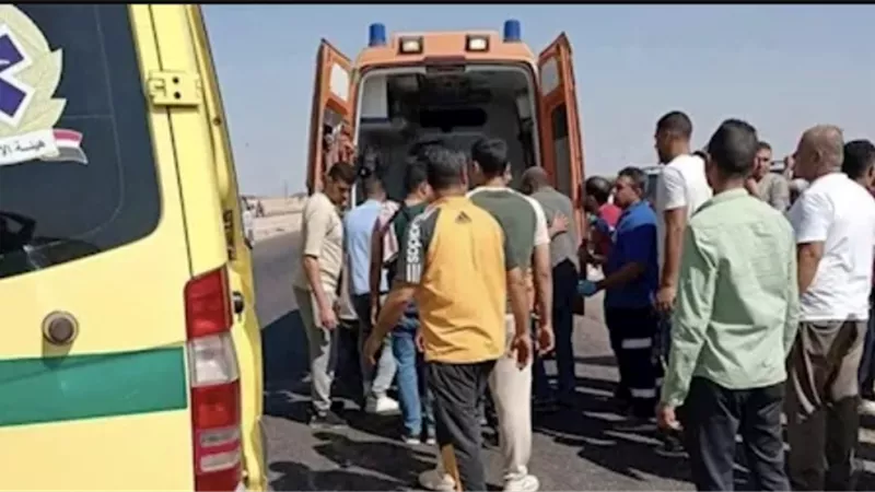 اصابة طفلين ووالدهما على الطريق الصحراوى الغربى بالمنيا