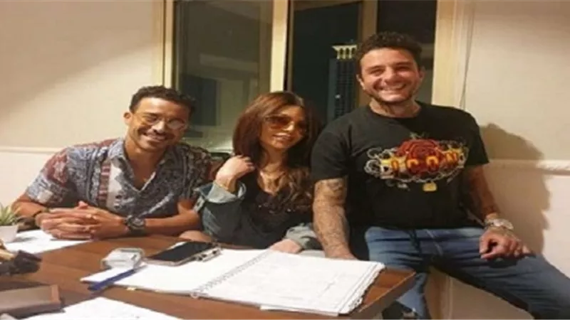شاهد..هيفاء والفيشاوى وداوود فى أول جلسة عمل لـ 