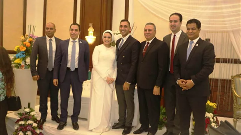 كبير الياوران برئاسة الجمهورية يحتفل بعقد قران نجله بمسجد المشير.. صور