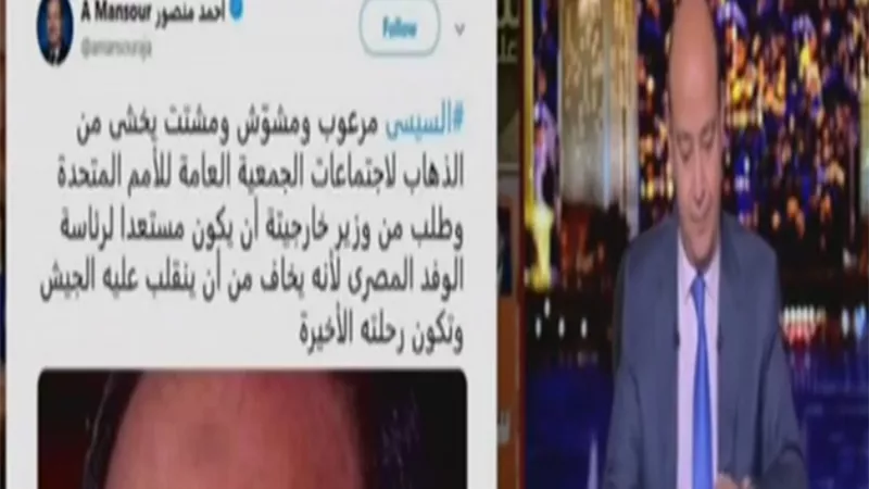 اديب : هاشتاج السيسي نزل من مليون مشارك الى ٥٠ الف بعد حذف الحسابات المزيفة