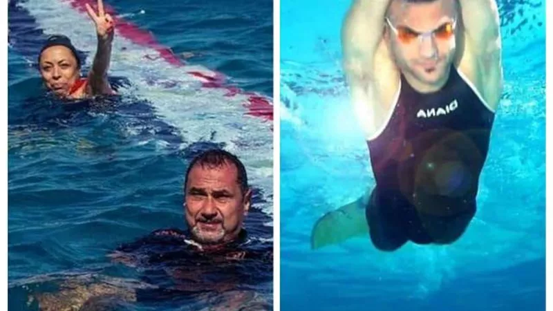 لأول مرة فى العالم مصرى يستعد لمحاولة لعبور المانش بزعانف 