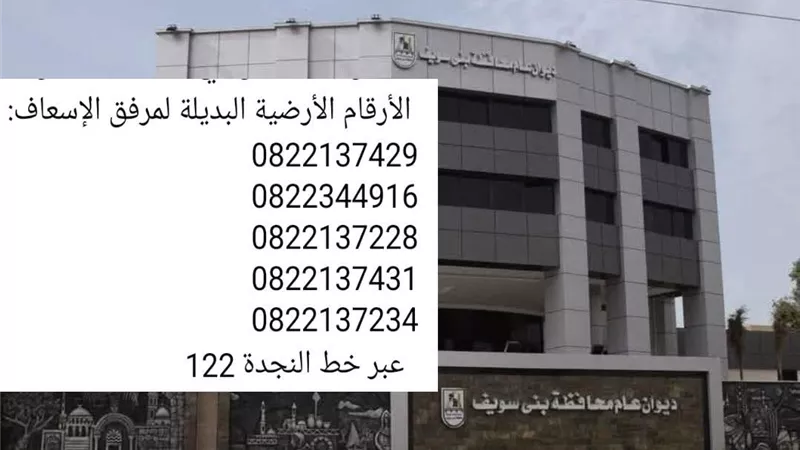 محافظ بني سويف يوجه بأخطار المواطنين للحصول على خدمة الإسعاف.