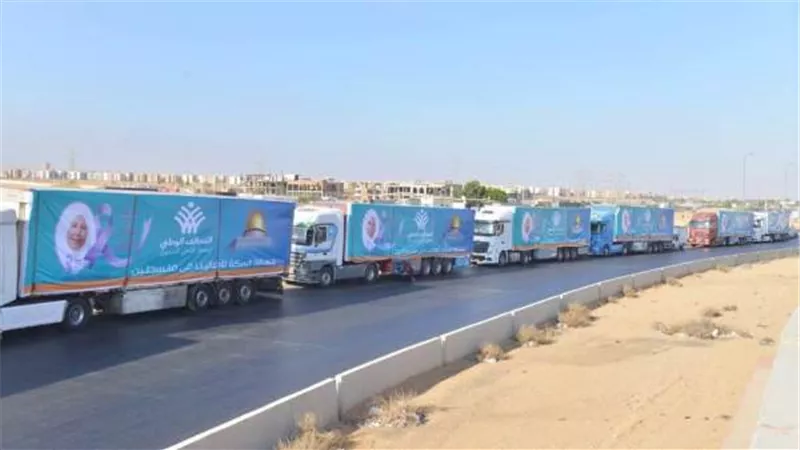 انطلاق قافلة التحالف الوطني الـ 11 لدعم غزة بـ4000 طن مواد غذائية