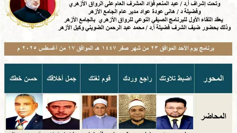 انطلاق البرنامج الصيفي النوعي بالرواق بالجامع الأزهر ..غدًا