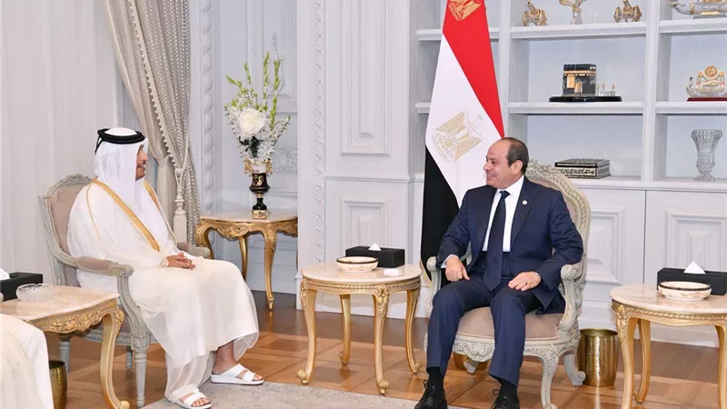 الرئيس السيسي ورئيس وزراء قطر يؤكدان أن إقامة الدولة الفلسطينية السبيل الوحيد لتحقيق السلام