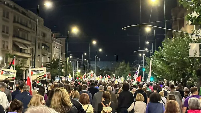 تظاهرة في اليونان تضامنا مع غزة