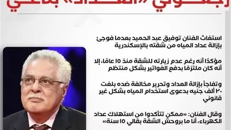 رفع عدد المياه من شقة الفنان تسببت فى مضاعفة الأمه