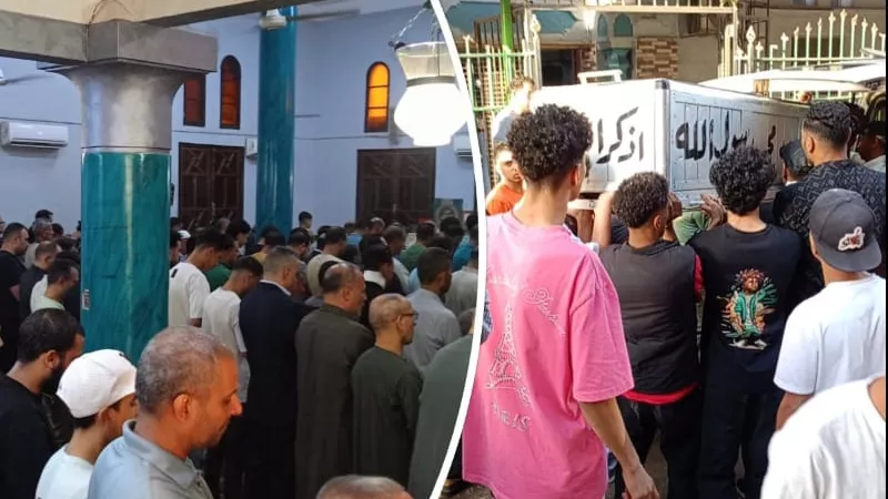 جنازة مهيبة في مسطرد لعامل لقي مصرعه طعناً على يد بائعة خضار وشقيقها