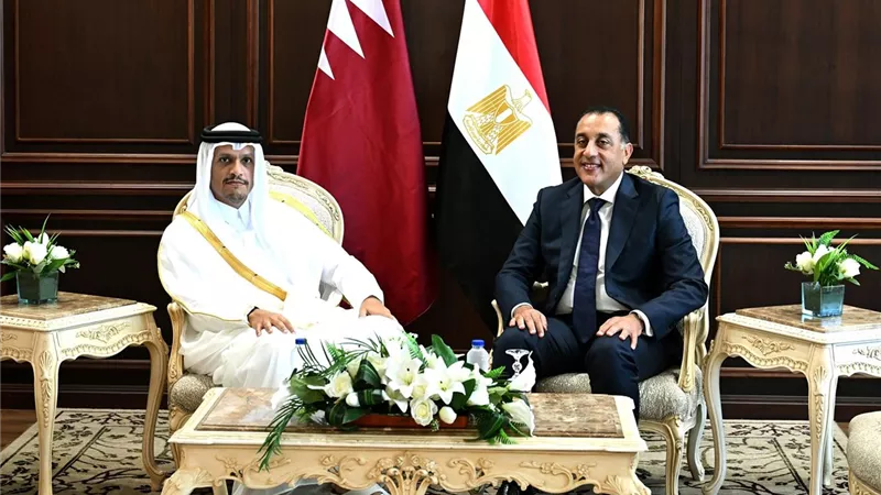 رئيس الوزراء يبحث التعاون مع نظيره القطري
