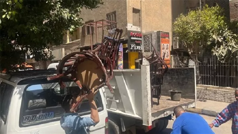 محافظة الجيزة تزيل إشغالات شارع سليم المتفرع من فيصل الرئيسي