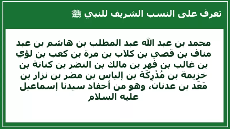 النبي محمد ﷺ خير ولد آدم .. تعرف على نسبه الشريف الطاهر