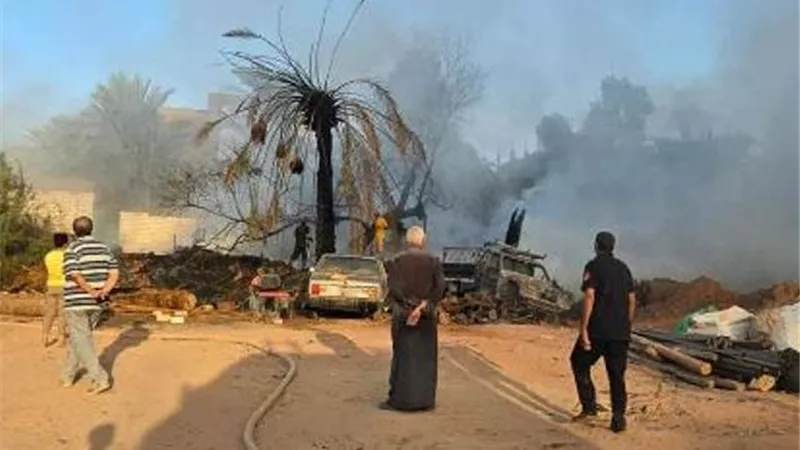 إندلاع حريق فى مزرعة بها أعشاب جافة وهيش بالوادي الجديد