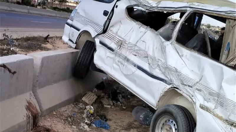 اصابة ١٠ في حادث سيارة علي طريق الساحل بالحمام