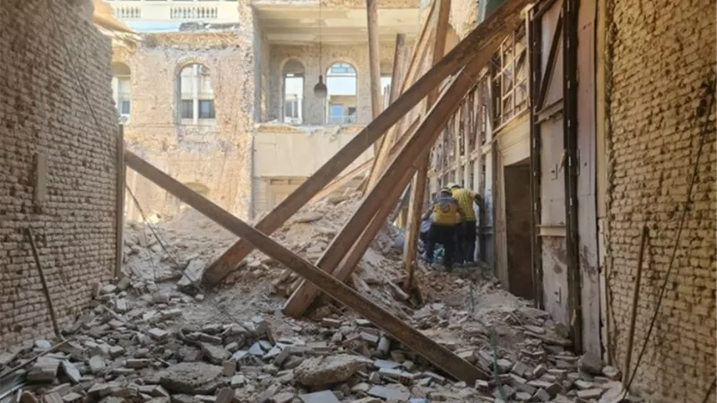 انهيار مبنى لوزارة الداخلية بسوريا وأنباء عن وجود ضحايا