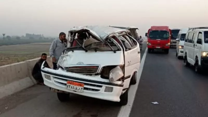 بالأسماء.. إصابة 9 أشخاص في تصادم مروع على طريق شبرا بنها الحر