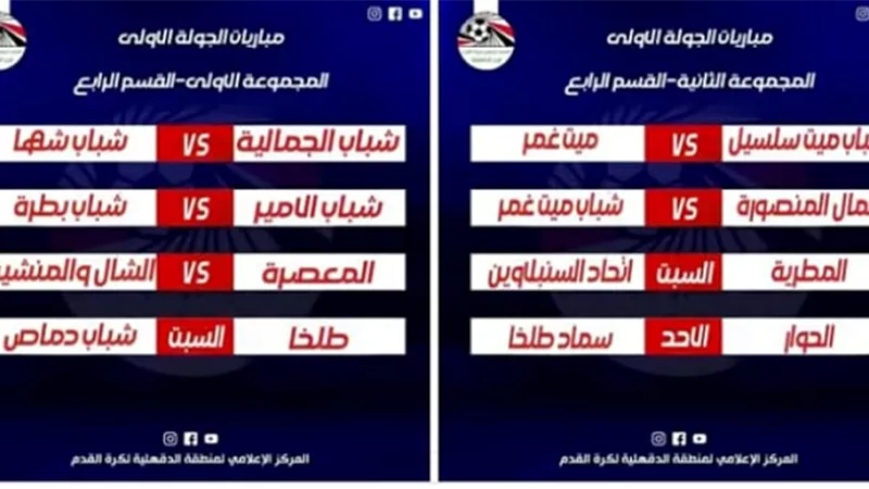 ميت سلسيل يفوز على ميت غمر وشباب الجمالية على شباب شها