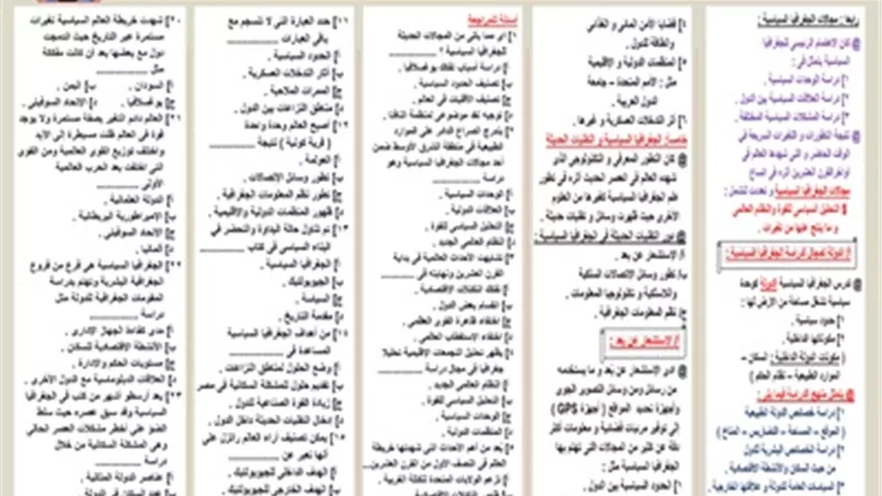 مراجعة هامة في الجغرافيا لطلاب الثانوية العامة 2025/2026