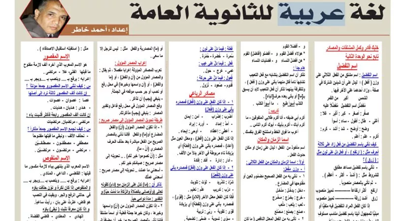 مراجعة في النحو لمادة اللغة العربية للثانوية العامة 2026