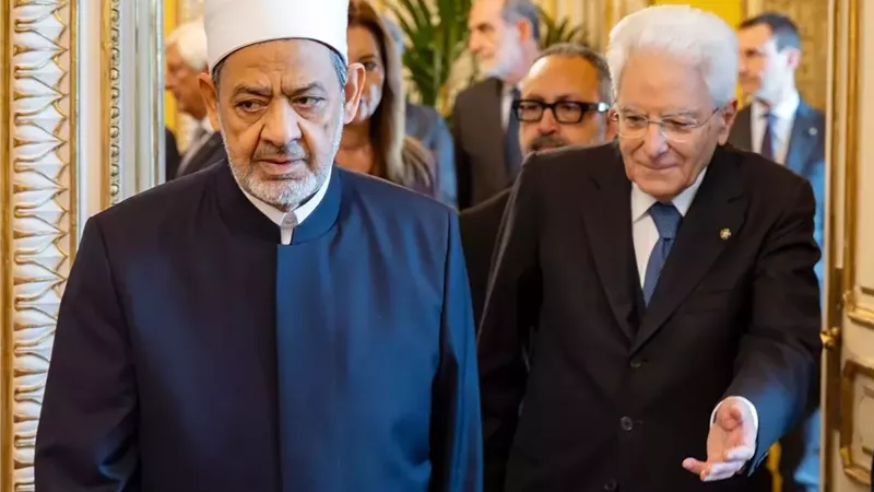 استقبال رسمي لشيخ الأزهر الشريف في قصر الرئاسة الإيطالي بالعاصمة روما
