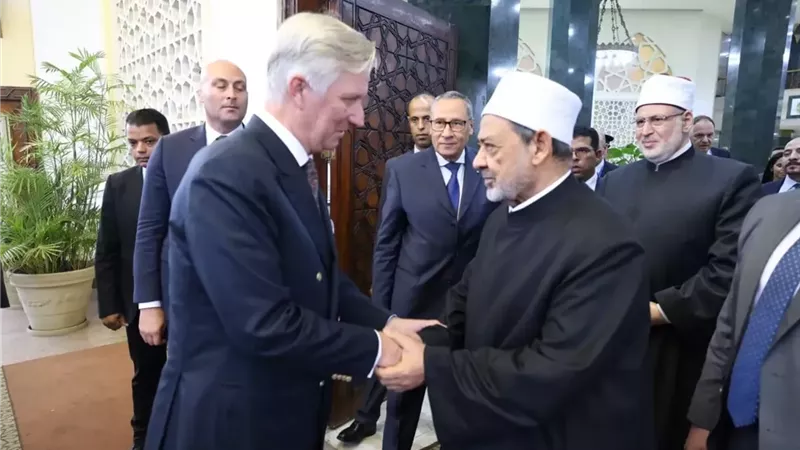 الإمام الأكبر يستقبل ملك بلجيكا في رحاب الأزهر الشريف