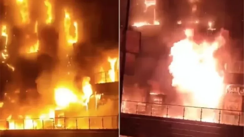 النيابة تعاين حريقا هائلا داخل مول شهير بمدينة العبور