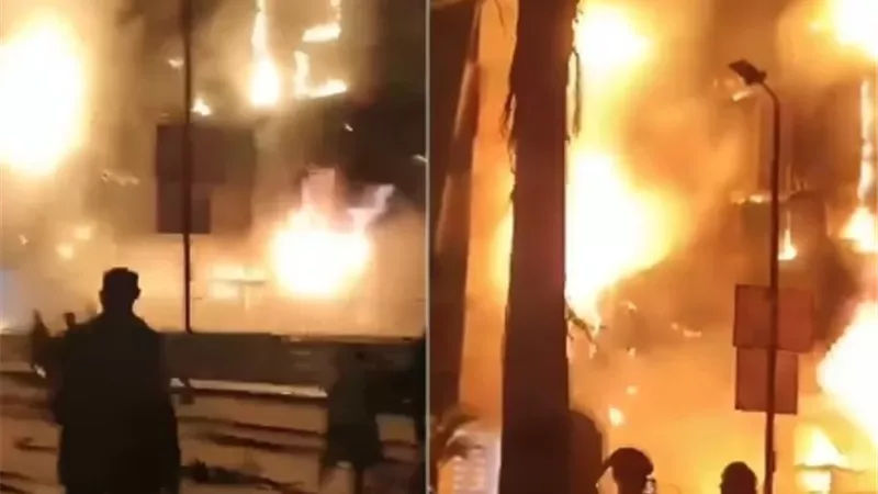 ماس كهربائى وراء حريق مول حي الكرامة بمدينة العبور