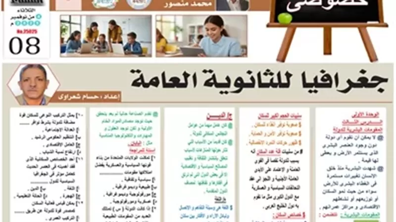 مراجعة على الوحدة الأولى في مادة الجغرافيا للثانوية العامة 2026